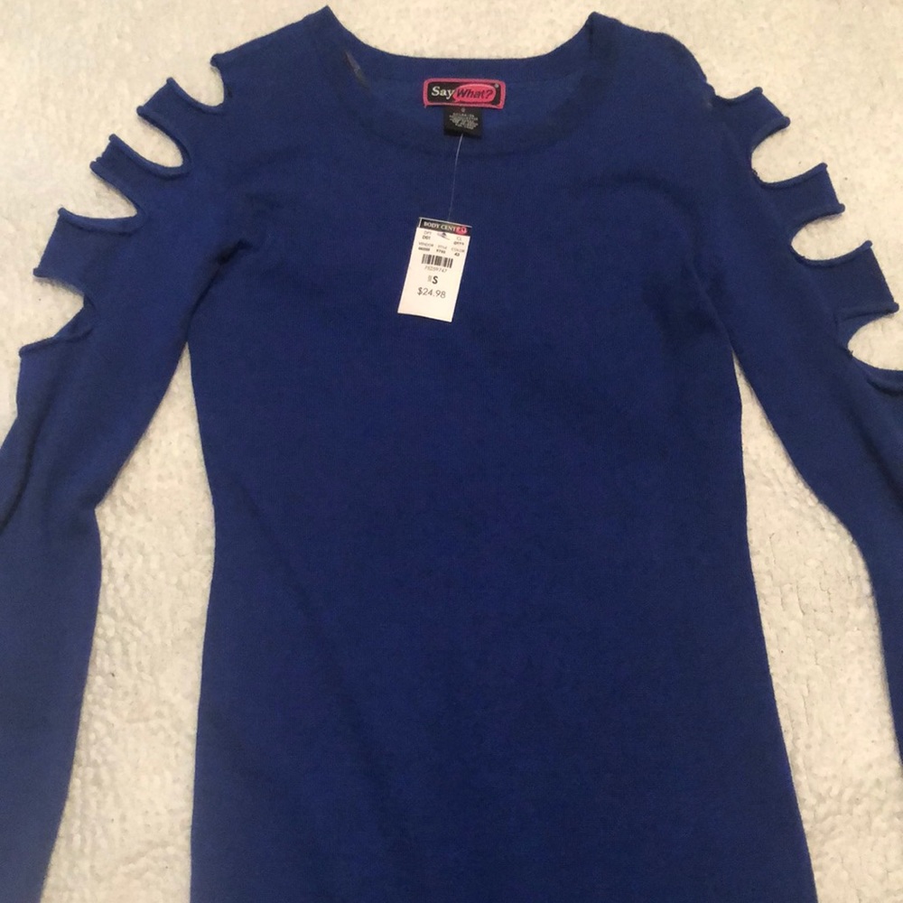 Blue sweater dress